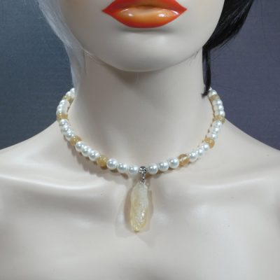 Колие с перли и кварц 3078